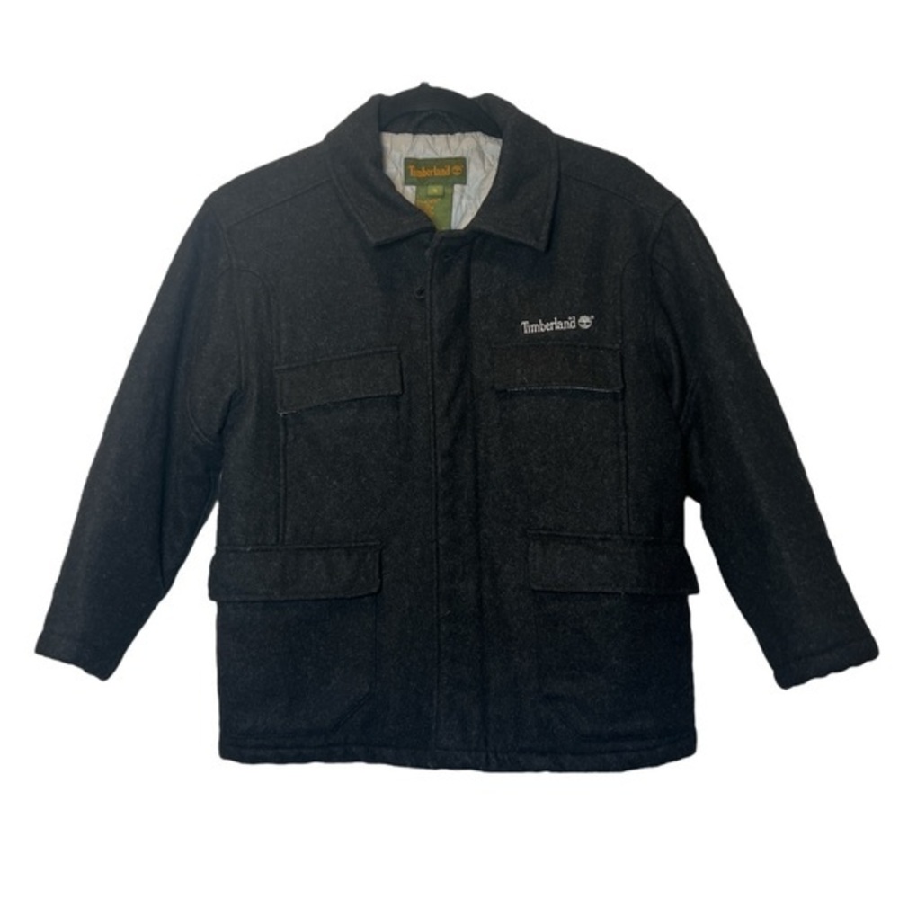 Timberland Wool Blend Field Jacket Quilted Utility Outdoor Coat Black‎ Men Small